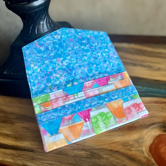 Cash Envelope/Receipt holder Fabric Handmade Wallet Bright Cocktails Print - Picture 3 of 4